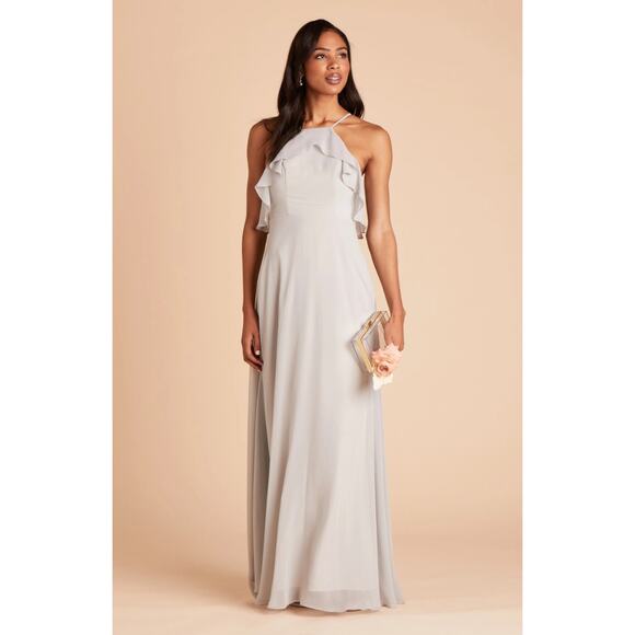 Birdy Grey Jules Dress Dove Gray Chiffon Maxi Formal Bridesmaid Medium NWT - Picture 2 of 16